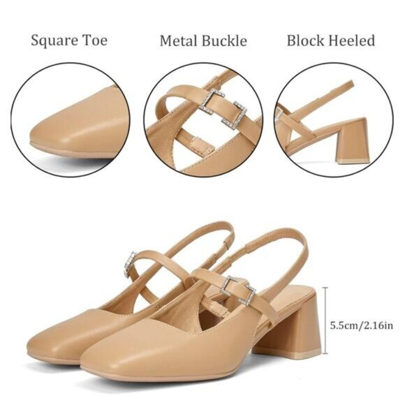 New Slingback Chunky Heel Pumps size 10 - Picture 2 of 12